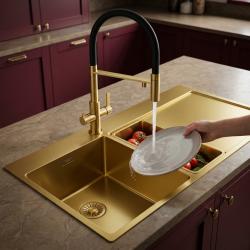 pure-sink-exclusivo-gold-1-5-sink-draining-board-100x52-cm
